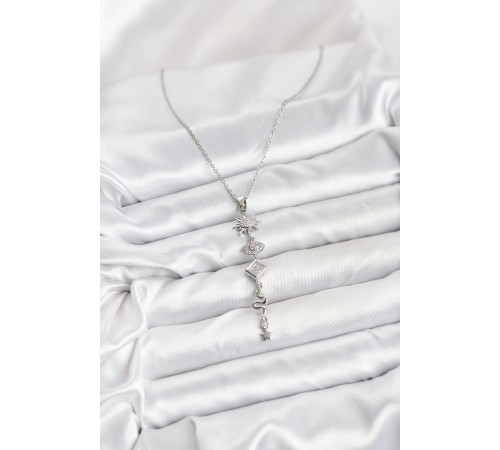 316L Çelik Zincir Gümüş Renk Güneş ve Enerji Model Kadın Y Kolye