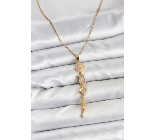 316L Çelik Zincir Gold Renk Kutup Yıldızı Enerji Model Kadın Y Kolye