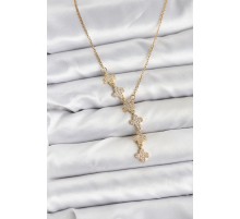 316L Çelik Zincir Gold Renk Yonca Model Kadın Kolye