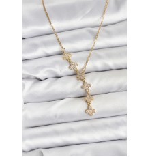 316L Çelik Zincir Gold Renk Yonca Model Kadın Kolye