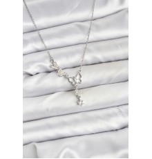 316L Çelik Zincir Gümüş Renk Kelebek Model Kadın Kolye