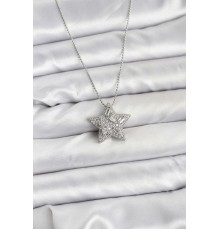 316L Çelik Zincir Gümüş Renk Zincirli Gümüş Yıldız Model Kadın Kolye