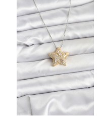 316L Çelik Zincir Gümüş Renk Zincirli Gold Yıldız Model Kadın Kolye