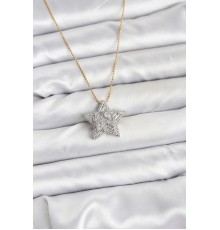 316L Çelik Zincir Gold Renk Zincirli Gümüş Yıldız Model Kadın Kolye