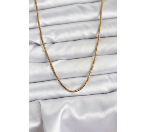316L Çelik Zincir Gold Renk 60 cm Yılan Zincir Kadın Kolye