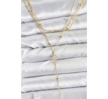 Pirinç Gold Renk Kutup Yıldızı Detaylı 3'lü Kombin Kadın Kolye