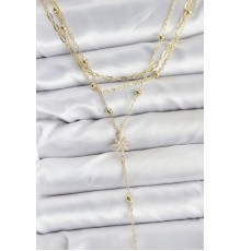 Pirinç Gold Renk Kutup Yıldızı Detaylı 3'lü Kombin Kadın Kolye