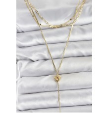 Pirinç Gold Renk Düğüm Model Detaylı 3'lü Kombin Y Kadın Kolye