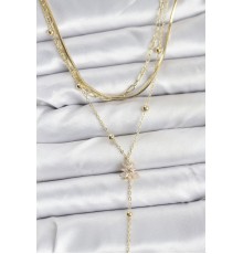 Pirinç Gold Renk Kutup Yıldızı Model Detaylı 3'lü Kombin Y Kadın Kolye