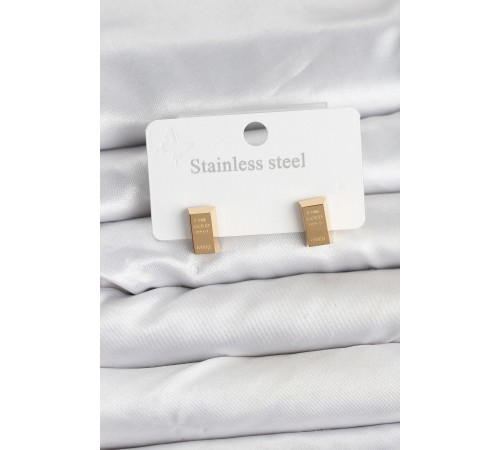 316L Çelik Gold Renk Külçe Altın Model Kadın Küpe