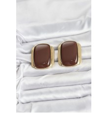 Pirinç Gold Renk Kahverengi Plaka Vintage Kadın Küpe