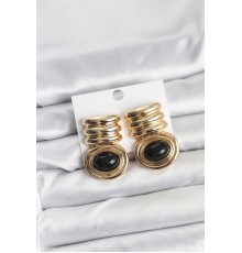 Pirinç Gold Siyah Renk Vintage Kadın Küpe