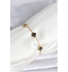 316L Çelik Gold Renk Siyah Baby Boy Yonca Bileklik