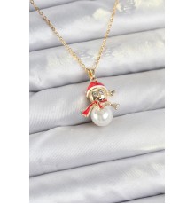 316L Çelik Zincir Gold Renk Kardan Adam Model Yılbaşı Temalı Kadın Kolye