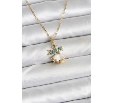 316L Çelik Zincir Gold Renk Chirtsmas Bell Model Yılbaşı Temalı Kadın Kolye