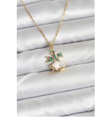 316L Çelik Zincir Gold Renk Chirtsmas Bell Model Yılbaşı Temalı Kadın Kolye