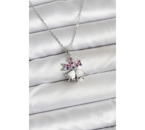 316L Çelik Zincir Gümüş Renk Chirtsmas Bell Model Yılbaşı Temalı Kadın Kolye