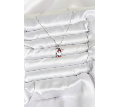 316L Çelik Zincir Gümüş Renk Yılbaşı Teması Kadın Kolye