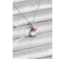 316L Çelik Zincir Gümüş Renk Yılbaşı Teması Kadın Kolye