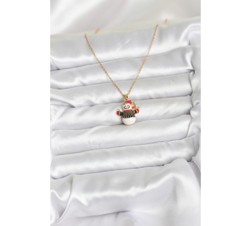 316L Çelik Zincir Gold Renk Kardan Adam Figürlü Yılbaşı Temalı Kadın Kolye