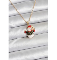 316L Çelik Zincir Gold Renk Kardan Adam Figürlü Yılbaşı Temalı Kadın Kolye