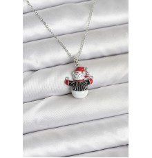 316L Çelik Zincir Gümüş Renk Kardan Adam Figürlü Yılbaşı Temalı Kadın Kolye