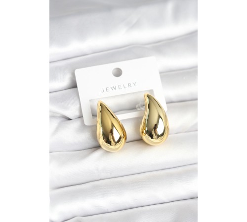 Gold Renk Damla Küpe 30 mm