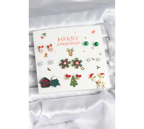 Yılbaşı Temalı 8 Çift Küpe Seti