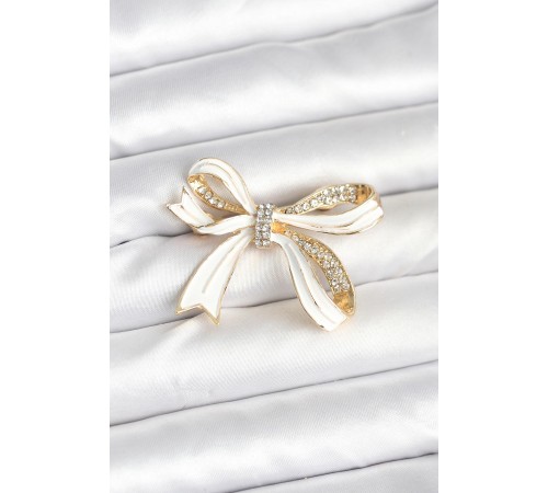 Beyaz Renk Fiyonk Model Broş