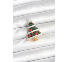 Süslü Çam Ağacı Model Yılbaşı Temalı Broş