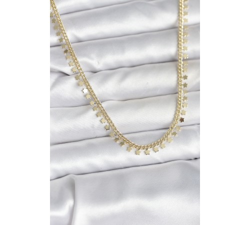 Pirinç Gold Renk Sıralı Yıldız Kadın Kolye
