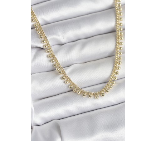 Pirinç Gold Renk Sıralı Topçuk Model Kadın Kolye