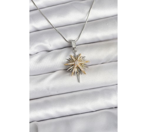 316L Çelik Zincir Gümüş Renk Kutup Yıldızı Model Kadın Kolye