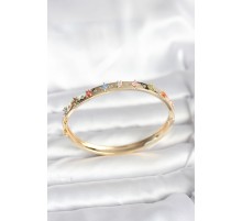 Pirinç Gold Renk Zirkon Taşlı Kelepçe Bileklik