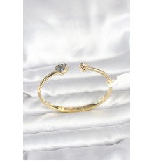 Pirinç Gold Renk Kalpli Model Kadın Kelepçe Bileklik