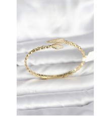 Yılan Model Pirinç Gold Renk Kadın Kelepçe Bileklik