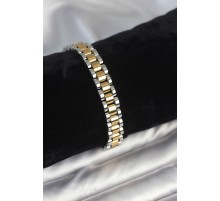 316L Çelik Gold ve Gümüş Renk 9 mm Kalınlık Erkek Bileklik