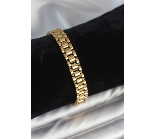 316L Çelik Gold Renk 9 mm Kalınlık Erkek Bileklik