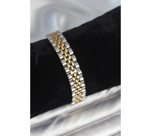 316L Çelik 12 mm Kalınlıkta Gold ve Gümüş Renkli Erkek Bileklik