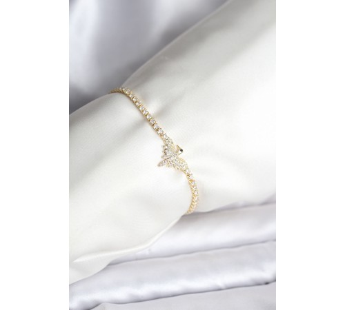 Anka Kuşu Model Zirkon Taşlı Gold Renk Pirinç Su Yolu Kadın Bileklik