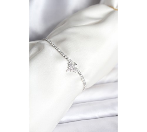 Anka Kuşu Model Zirkon Taşlı Gümüş Renk Pirinç Su Yolu Kadın Bileklik