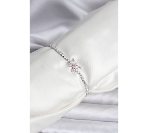 Kelebek Model Zirkon Taşlı Gümüş Renk Pirinç Su Yolu Kadın Bileklik