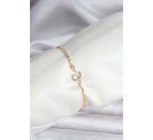 Yılan Model Zirkon Taşlı Gold Renk Pirinç Su Yolu Kadın Bileklik