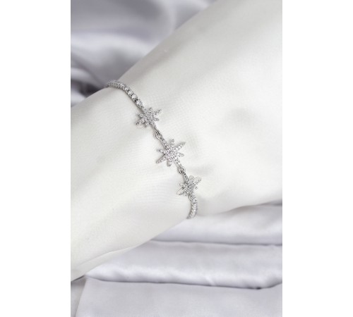 Kutup Yıldızı Model Zirkon Taşlı Gümüş Renk Su Yolu Kadın Bileklik