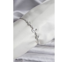 Charmlı Model Zirkon Taşlı Gümüş Renk Su Yolu Kadın Bileklik