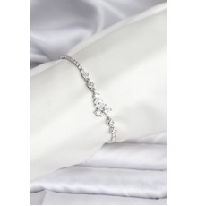 Çiçekli Model Zirkon Taşlı Gümüş Renk Su Yolu Kadın Bileklik