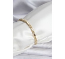 14K Gold Renk Kaplama Kare Zincir Model CM Kadın Bileklik