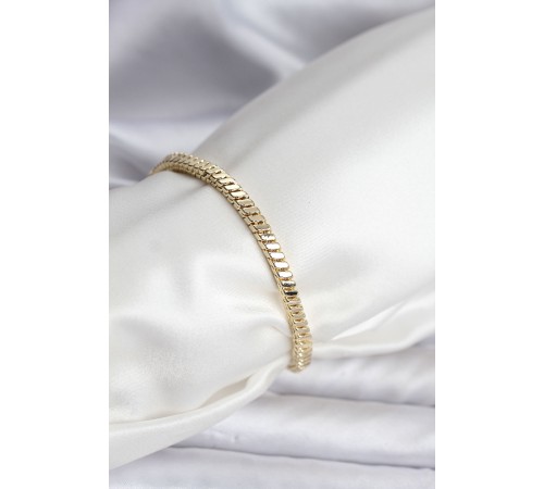 14K Gold Renk Kaplama Kare Zincir Model CM Kadın Bileklik