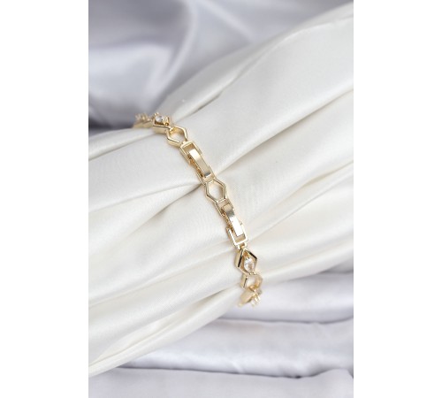 14K Gold Renk Kaplama Baklava Dilim Model Kadın Bileklik