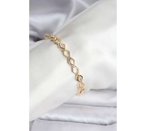 14K Gold Renk Kaplama Baklava Dilim Model Kadın Bileklik